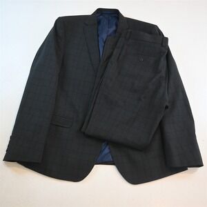Nick Graham 44R 33x32 Black Gray Check New York Modern Mens Jacket Pants Suit